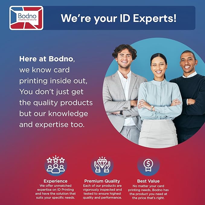 Bodno Magicard 400X Dual Sided ID Card Printer & Complete Supplies Package ID Software - Silver Edition