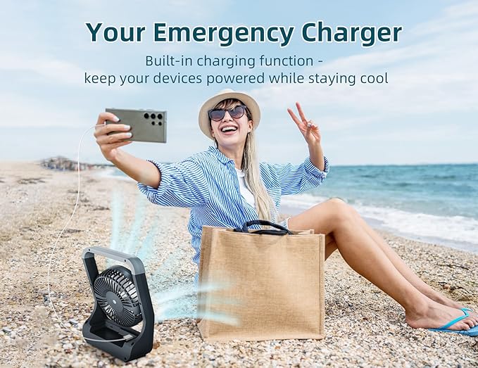 Battery Powered Fan, 10000mah Portable Desk Fan with Timer, 3 Speeds, Whisper Quiet, 180° Rotation, Portable Fan for Office, Bedroom, Outdoor, Camping