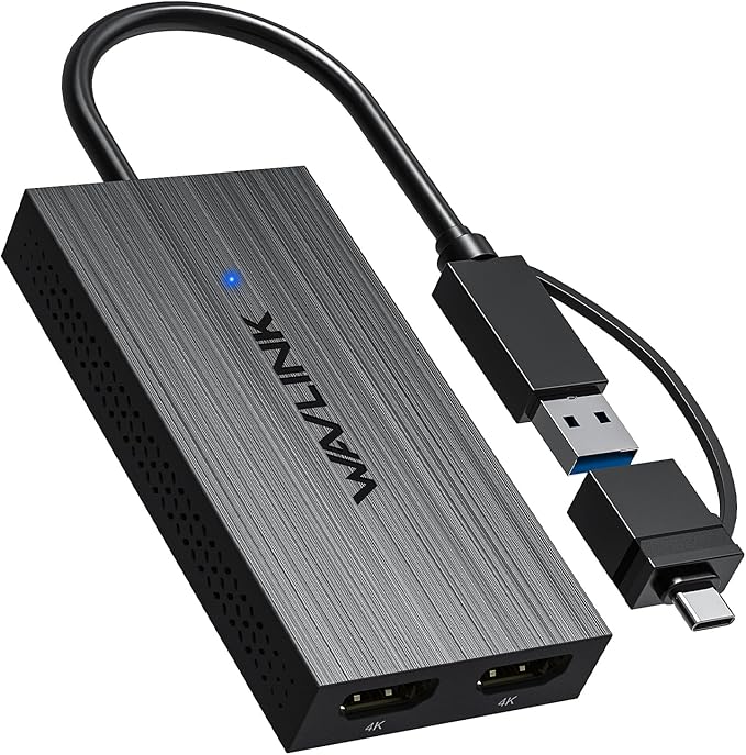 WAVLINK USB-C & USB-A to Dual HDMI Adapter 4K@60Hz for 2 Monitors, DisplayLink Certified, Compatible with Mac M1/M2/M3, Windows, ChromeOS, Android, HarmonyOS (No Linux/iPad/iOS/HDCP)