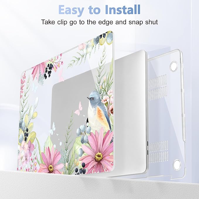 May Chen Compatible with MacBook Pro 13 inch Case 2022 2021 2020 Release Models A2338 M2 M1 A2251 A2289, Plastic Hard Shell Case + Keyboard Cover for Mac Pro 13" with Touch Bar, Blue Bird