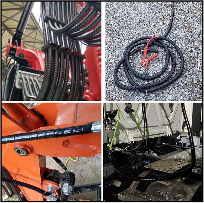 Spiral Wrap Cable Protector - 2.0" OD x 10' Pre-Cut Lengths - Safe Hose Protector to Avoid Wear and Extend Life for Hydraulic Pneumatic Hoses