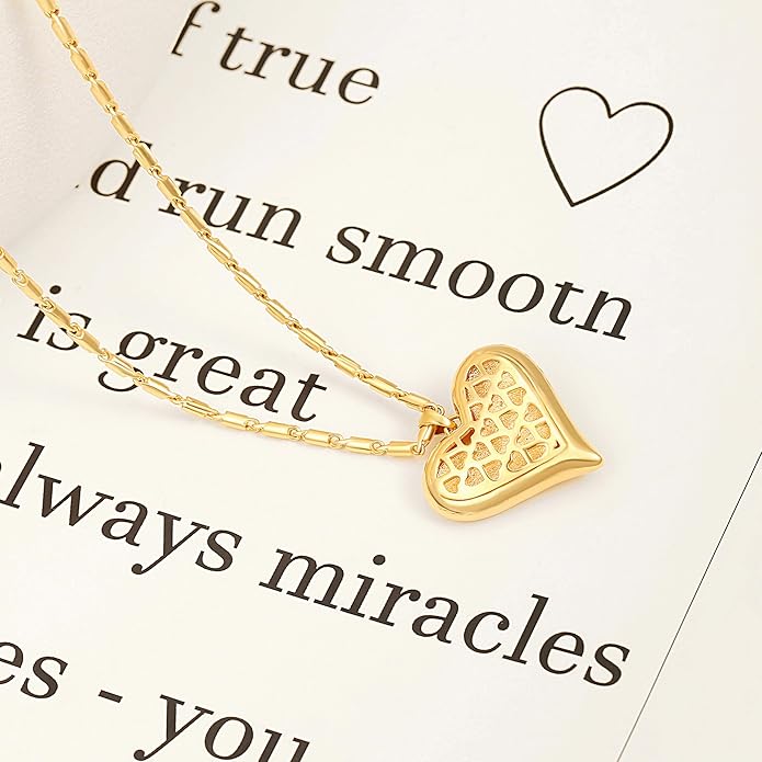 Aobei Pearl 18K Gold Plated Moon Star Lion Evil Eye Love Heart Cross Pendant Necklace Medallion Paperclip Chian Choker Layering Jewery for Women