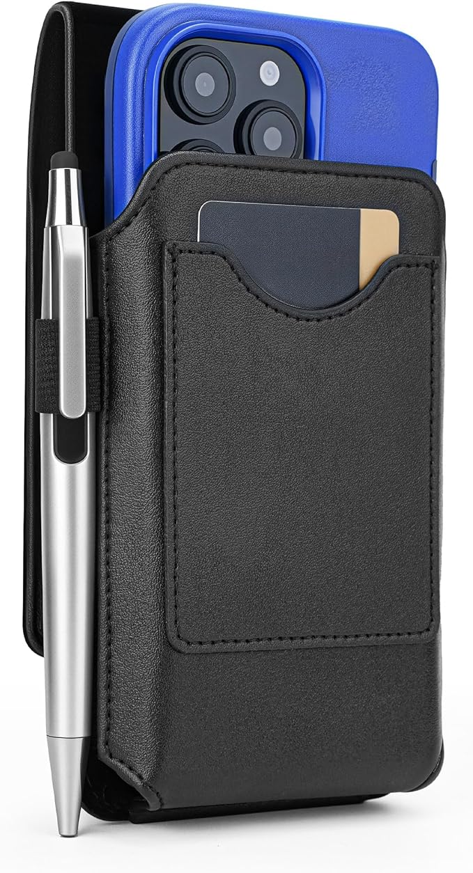 BECPLT Phone Holster for iPhone Air 17 Pro Max 16/15/14/13/12/11 Pro Max Leather Belt Case 360 Rotating Pouch Holster Belt Clip Case for iPhone Xs Max 8 Plus 7 Plus 6s+ 6+ Galaxy S25+ S24+ S23+ S22+