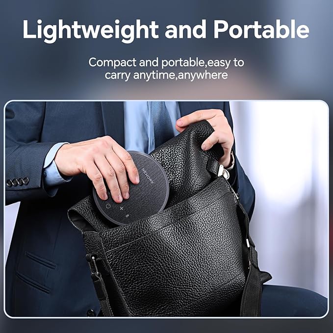 Bluetooth Conference Speakerphone with Microphone, 3 Mics with 360° Voice Pickup, 12H Call Time, Noise Reduction, USB-C Plug & Play, Portable Design, Compatible with Windows, iOS