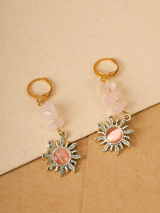 Sacina Boho Hippie Gothic Crystal Celestial Sun Earrings, Boho Earrings, Hippie Jewelry, Christmas Jewelry Gift For Women
