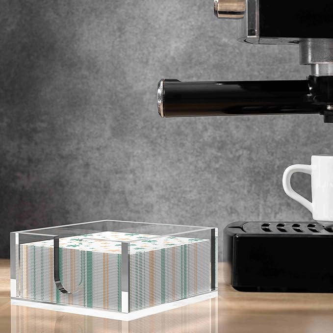 Rubtlamp 2Pcs Acrylic Napkin Holder Bathroom - 0.27Inch Thickness Acrylic Guest Towel Napkin Holder - Hand Towel Tray - Clear Napkin Holders Tissue Dispenser (Clear, 5.5”X5.5”X2.5”)