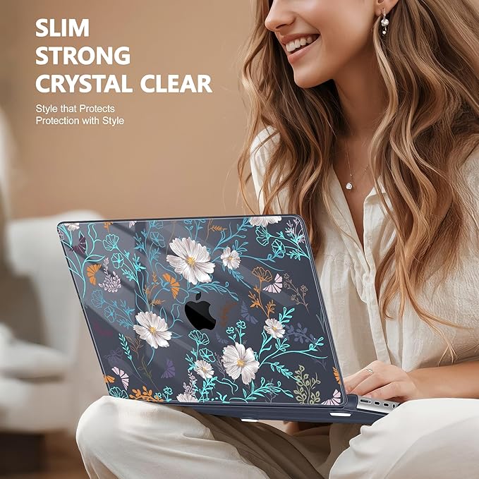 for MacBook Pro 16 inch Case 2021 2022 2023 2024 Release A3186 A3403 M4 A2991 M3 A2780 M2 A2485 M1 Pro/Max, Hard Shell Case with Screen Protector & Keyboard Cover, Rustic Flowers