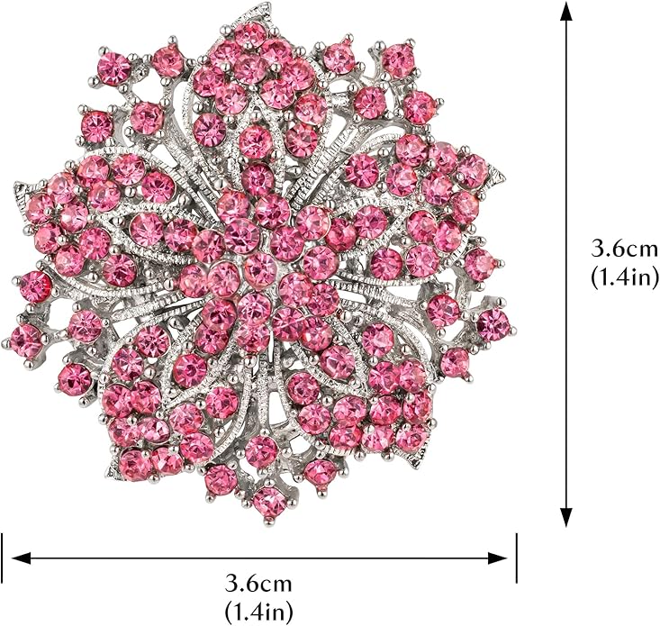 Womens Flower-shape Statement Brooch Pin Crystal Brooch for Women