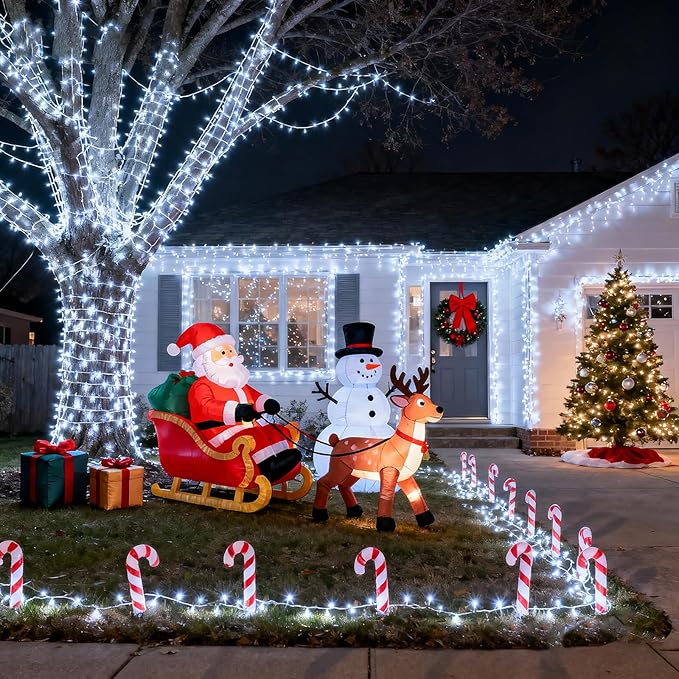 800 LED Christmas Lights Outdoor Indoor, String Lights for Outside with 8 Modes Waterproof, Plug in Twinkle Light Clear Wire for Xmas Tree, Patio, Wedding, Party Decorations, White