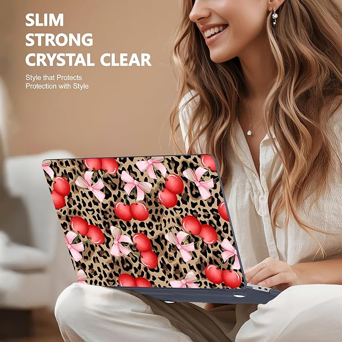 Case for MacBook Pro 13 inch with/Without Touch Bar (2016-2022, M2 A2338 M1 A2289 A2251 A2159 A1989 A1706 A1708), Hard Shell + Keyboard Cover + Dust Plug, Leopard Cherry