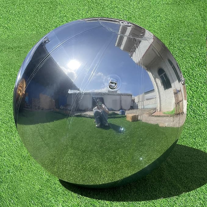 59in Inflatable Mirror Ball,Shiny Inflatable Ball Silver/Gold/Iridescent, PVC Hanging Large Disco Ball Decor for Party, Concerts, Stage, Wedding Decoration (1 Piece,Without Air Pump)