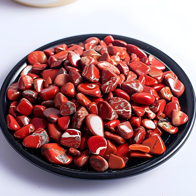 Polished Red Jasper Crystal Chips 200 Pcs - 0.3" 10 oz Tumbled Stone Chips Crushed Sea Glass Stones Healing Reiki Crystal Jewelry Making Home Decoration