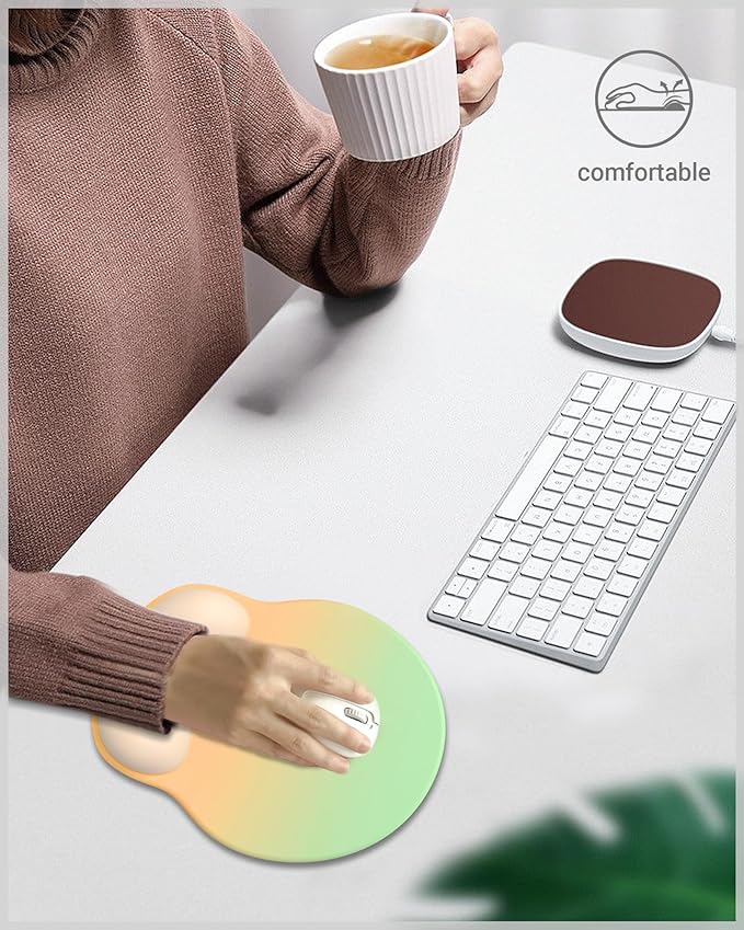 Ergonomic Mouse Pad Wrist Support, Comfortable Mouse Pad Wrist Rest, Relieve Wrist Pain Gel Mouse pad, Non-Slip Rubber Base Mousepad for Laptop, Computer(Gradient Yellow Green)