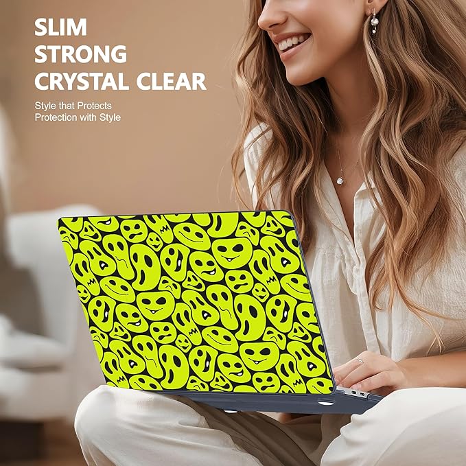 Case for MacBook Pro 13 inch with/Without Touch Bar (2016-2022, M2 A2338 M1 A2289 A2251 A2159 A1989 A1706 A1708), Hard Shell + Keyboard Cover + Dust Plug, Distorted Emoticon