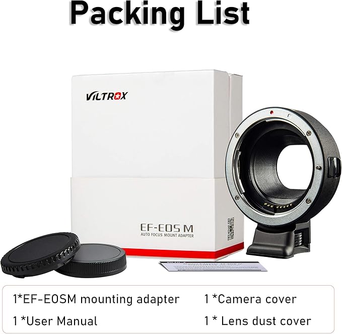 VILTROX EF-EOS M Mount Camera Adapter,Autofocus Lens Converter Ring,EF-M Lens Adapter Compatible with Canon EF/EF-S Series Lens/Canon EOS M Series Mirrorless Camera EOS M1 M2 M3 M5 M6 M10 M100