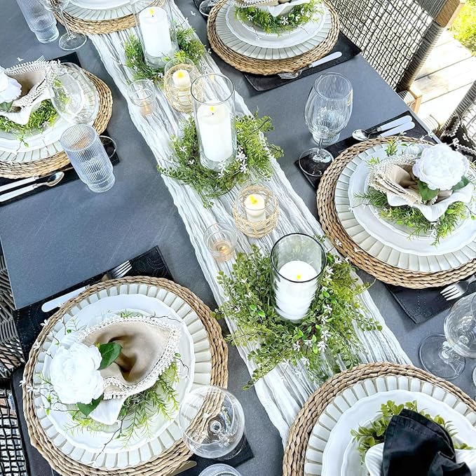 6 Pack White Cheesecloth Table Runner 10FT Boho Cheese Cloths Gauze Fabric Table Runners 120 Inch Rustic Sheer for Wedding Birthday Party Baby Shower Centerpiece Home Decorations