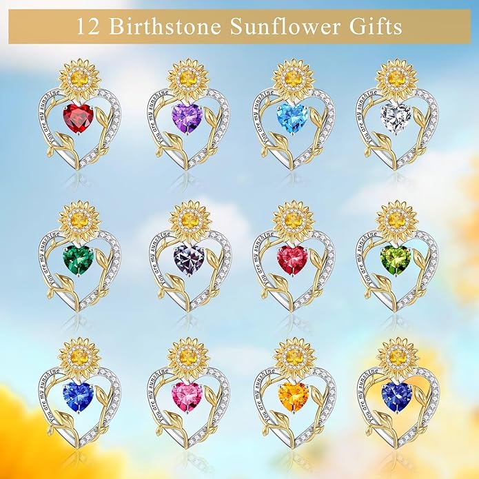 Iefil Valentines Day Gifts for Her - 925 Sterling Silver Sunflower Necklaces for Women, You Are My Sunshine Necklaces, Anniversary Birthday Gifts for Women Wife Girlfriend