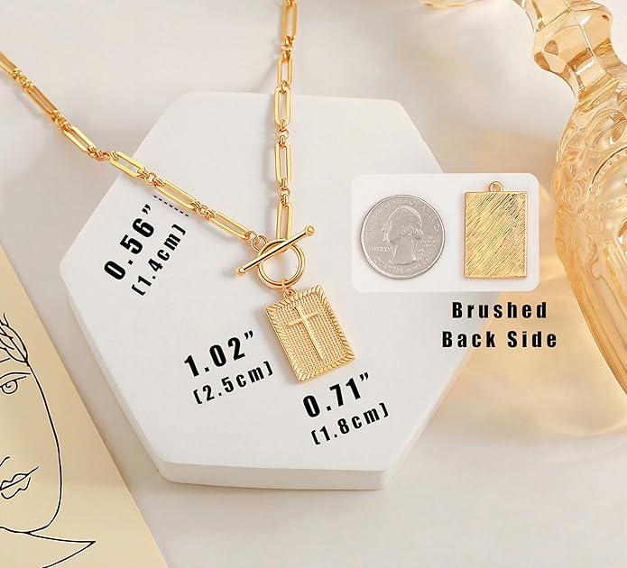 Aobei Pearl 18K Gold Plated Moon Star Lion Evil Eye Love Heart Cross Pendant Necklace Medallion Paperclip Chian Choker Layering Jewery for Women