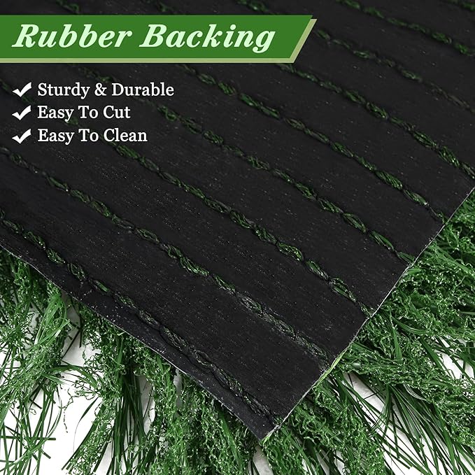 XLX TURF Green Thatch Grass Table Runner 13" x 144", Faux Lawn Table Centerpiece Decor for Tropical Summer Party, Wild One Birthday, Dining, Baby Shower, Wedding