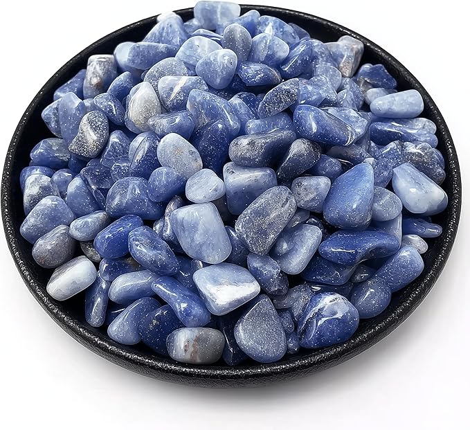 Polished Blue Aventurine Crystal Chips 128 Pcs - 0.4" 10 oz Tumbled Stone Chips Crushed Sea Glass Stones Healing Reiki Crystal Making Home Decoration