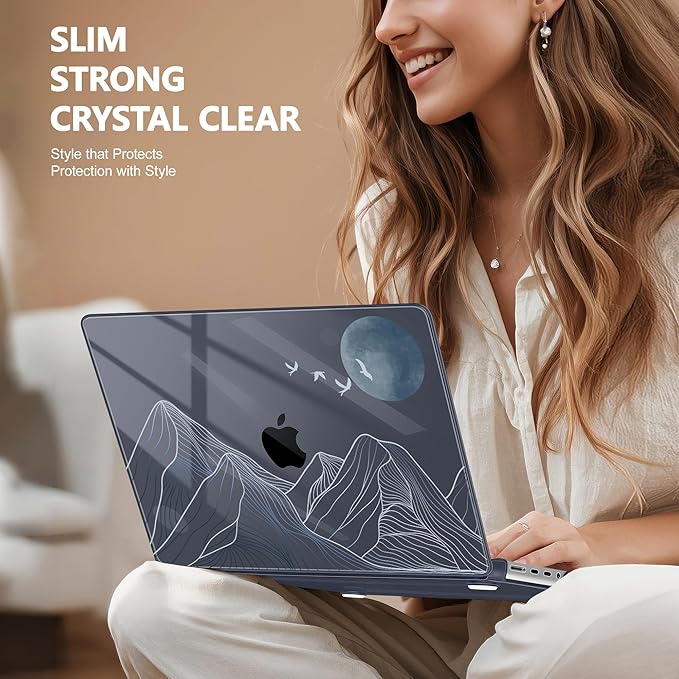 for MacBook Pro 16 inch Case 2021 2022 2023 2024 Release A3186 A3403 M4 A2991 M3 A2780 M2 A2485 M1 Pro/Max, Hard Shell Case with Screen Protector & Keyboard Cover, Abstract Mountain