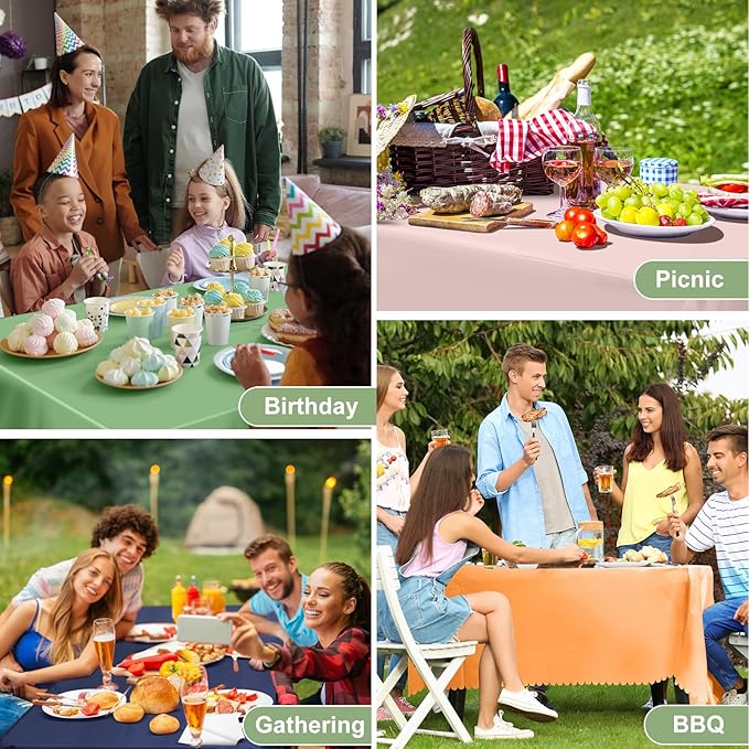 6 Pack Plastic Sage Green 54 X 108Inch Disposable Easter Scalloped Table Cloth, Waterproof Covers for Rectangle Table – Spring BBQ Picnic Wedding Bridal Shower Baby Shower Tea Party