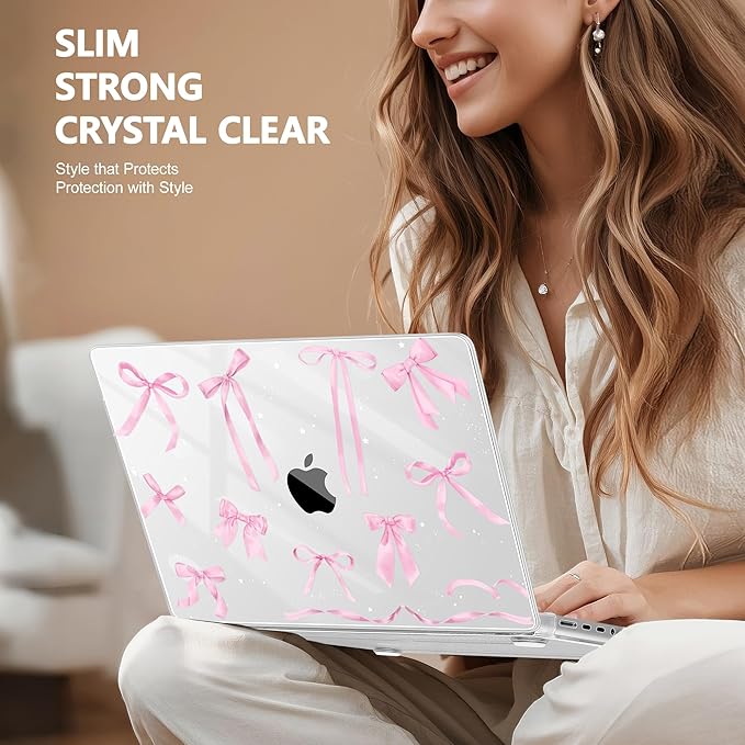 for MacBook Pro 16 inch Case 2021 2022 2023 2024 Release A3186 A3403 M4 A2991 M3 A2780 M2 A2485 M1 Pro/Max, Hard Shell Case with Screen Protector & Keyboard Cover, Bowknot