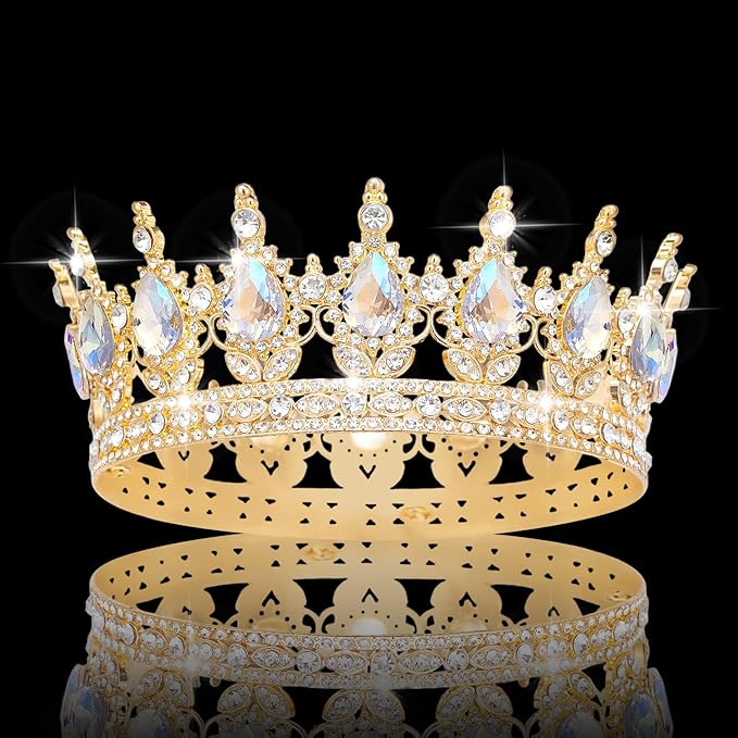 Queen Crown Rhinestone Wedding Crowns and Tiaras for Women Costume Party Hair Accessories Princess Birthday Crown Crystal Bridal Crown (KC Gold & Moonlight Crown)
