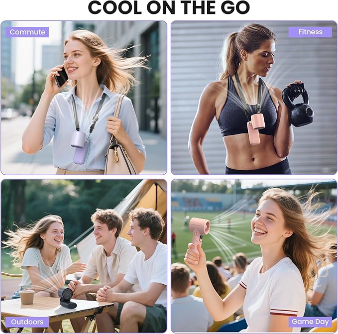 Portable Handheld Fan - 5000mAh Rechargeable Battery, 19Hrs Cooling Max, 5 Speed, 11000RPM High-Power Motor, 3-IN-1 Personal Mini Fan with Neck Strap for Women Men Travel/Camping/Outdoor - Black