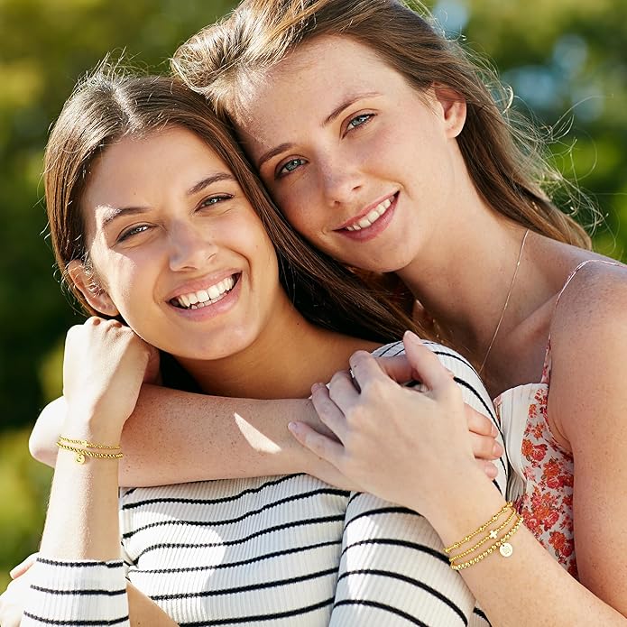 Turandoss Gold Cross Bead Bracelets Sets for Women Girls Valentines Day Gifts - Dainty Layered Cross Bracelets Beaded Initial Bracelet Stack Gold Letter A-Z Bracelet Valentines Day Gifts for Her
