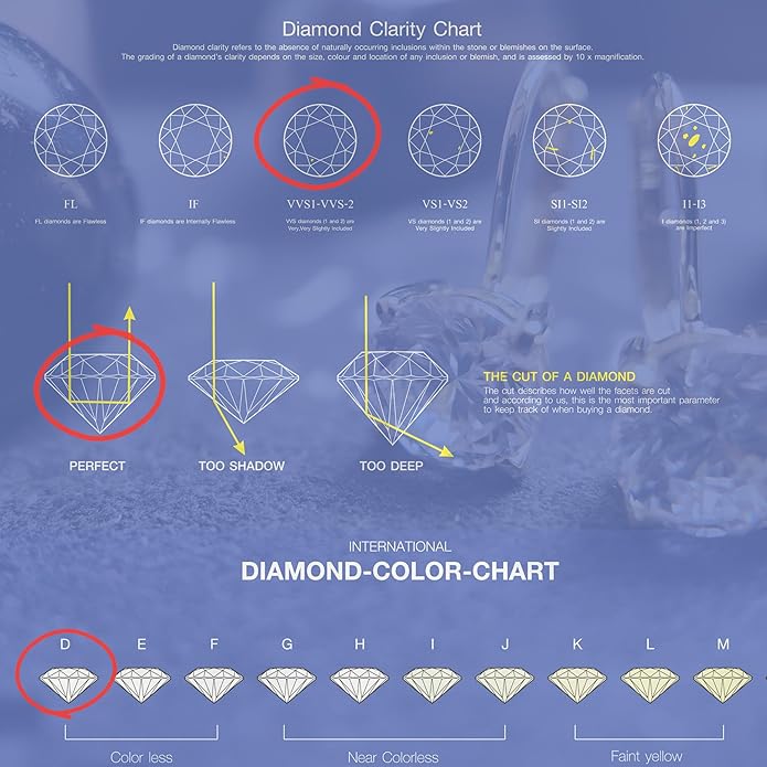 14K White Gold Moissanite Earrings Men & Women, Solid Gold Simulated Diamond and Lab Diamonds Studs for Men & Women, 1ct - 2ct Round, Princess, Heart, Halo Cut, Dangle, Lever or Screw Back Earrings, VVS1, D Color, Pink or Blue - Luxury Gift Box