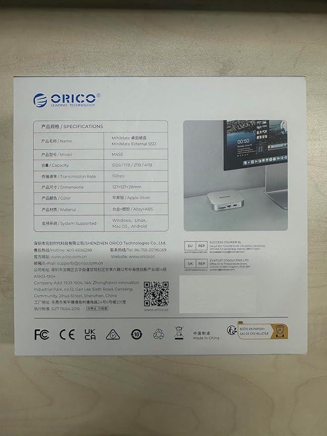 ORICO MiniMate SE Mac mini M4 2TB Storage & Docking Station, External SATA SSD (Non-Removable) 5Gbps(480MB/s), USB A*4, USB-C, SD/TF 3.0, 3.5mm Audio, Includes 2 Cables – M4SE