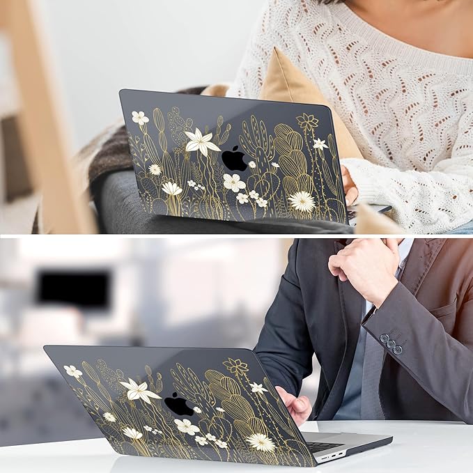 TWOLSKOO for M4 MacBook Air 13.6 inch Case 2025-2022 Release M4 A3240 M3 A3113 M2 A2681, Plastic Hard Shell & Screen Protector & Keyboard Cover & Trackpad Film, Cute Cactus
