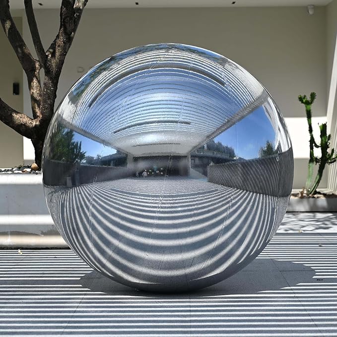 Yescom 59" Inflatable Mirror Ball Giant Reusable Hanging Large Disco Balloon Decoration for Party Wedding Event Concerts Stage Decor Silver