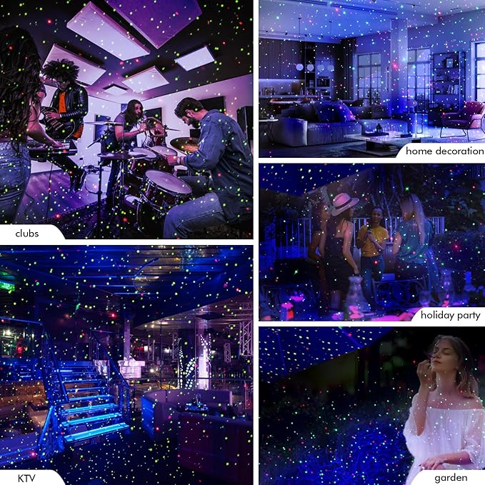 Poeland Christmas Laser Projector Lights with Remote Control and Security Lock, Halloween Garden Lights for Indoor, Outdoor, Home, Garden (Red, Green, Led Blue)