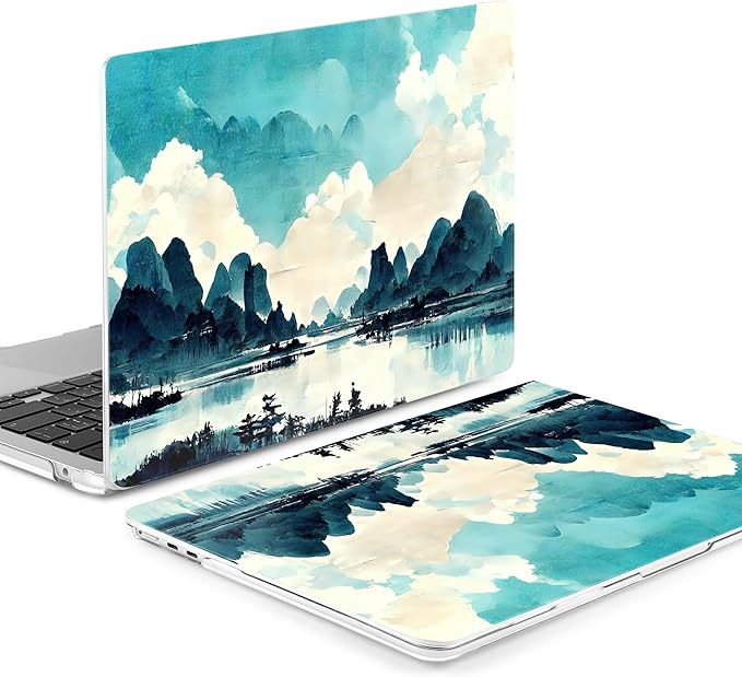 Batianda Premium Case for New MacBook Air 15 inch 2025 M4 2024 2023 with M3 M2 Chip Model A3241/A3114, Designed Protective Plastic Hardshell & Keyboard Cover & Screen Protector, Landscape Painting