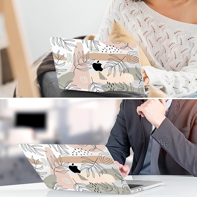 TWOLSKOO Compatible with M4 MacBook Air 15 inch Case 2025-2023 Released Model M4 A3241 M3 A3114 M2 A2941, Plastic Hard Shell & Screen Protector & Keyboard Cover & Trackpad Film, Tropical Leaves
