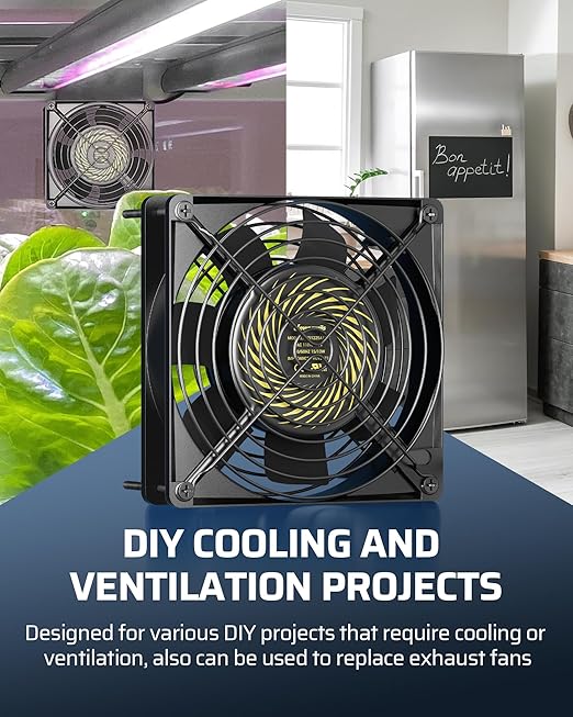 DEWENWILS 120V AC Fan, Waterproof Exhaust Fan 120mm, 13W 2800RPM 60CFM, DIY Cooling Fan for Refrigerator, Computer Case, Compressor Engine, Generator, UL Listed