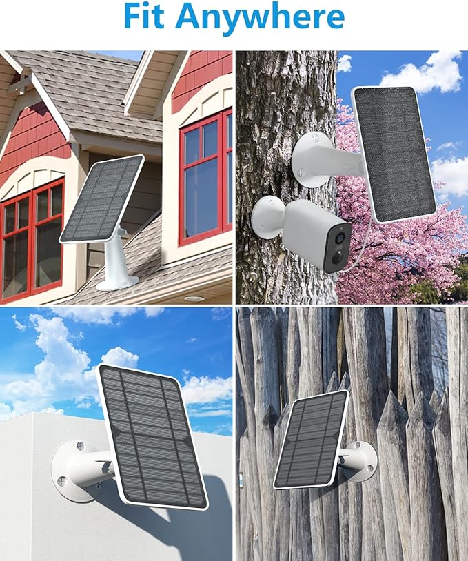 Solar Panel Charger Compatible with Eufycam 3/3C/2C/2C Pro/E40/E20/2/2 Pro/E/L20/L40/Solo/SoloCam Spotlight, 5W Solar Panel for Eufy Camera, Micro USB & USB-C Port, 9.8ft Cable, P65 Waterproof, 4 Pack