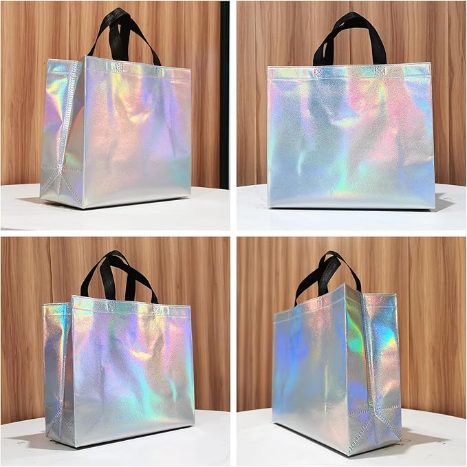 KeerxunBag 12Pcs Reusable Gift Bags(Includes Tissue Paper) Gift bag with handle Birthdays Parties Holidays Weddings Medium 13x5x11in Rainbow Color Gift Bags