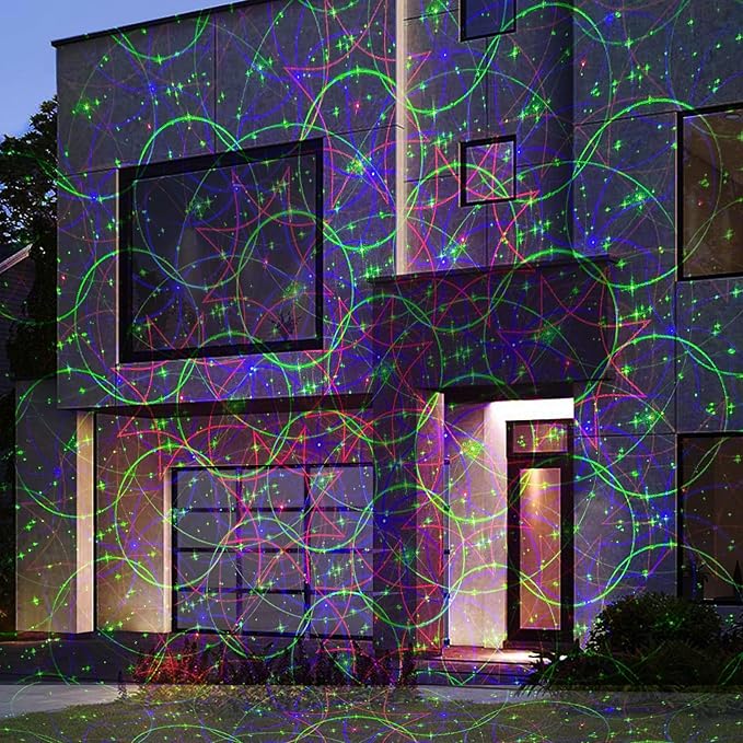 Poeland Garden Lights Moving Laser Christmas Lights 20 Patterns Decorative Lighting Laser Projector for Home and Garden