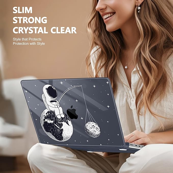 for MacBook Pro 16 inch Case 2021 2022 2023 2024 Release A3186 A3403 M4 A2991 M3 A2780 M2 A2485 M1 Pro/Max, Hard Shell Case with Screen Protector & Keyboard Cover, Astronaut Enjoy