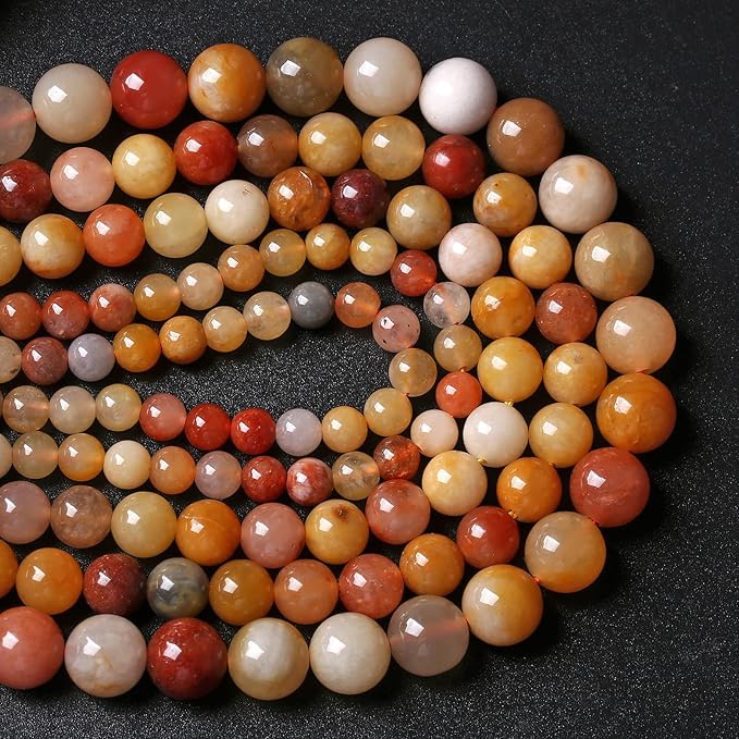 8MM 46PCS Natural Stone Golden Thread Jade Crystal Loose Beads for Jewelry Making DIY Bracelet Necklace 1 Strand 15’’