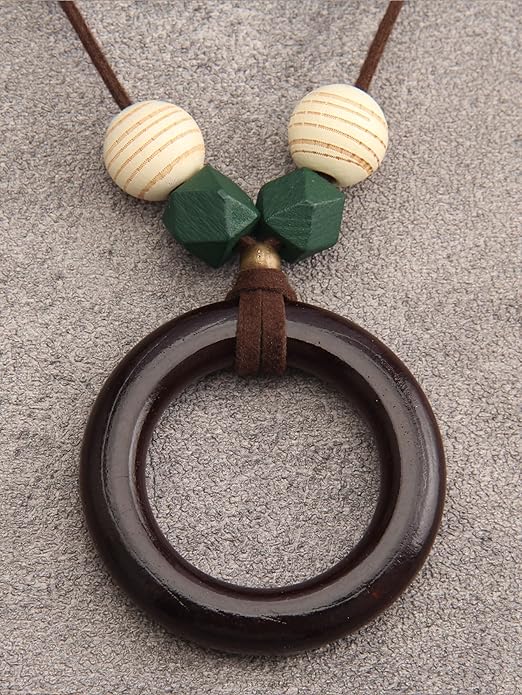 GelConnie Boho Necklaces for Women Vintage Silver Circles Long Pendant Necklace Cowgirl Sweater Necklace Adjustable Leather Choker Necklace for Women