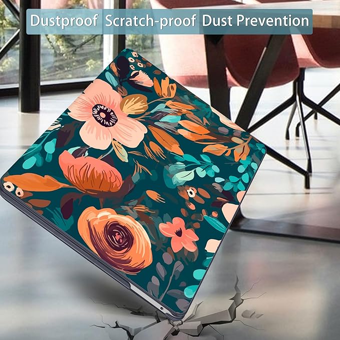 Mektron for MacBook Air 13 Case A1466/A1369 (2010-2017 Release), Snap-on Plastic Hard Shell Cover for MacBook Air 13.3 inch with Keyboard Cover, Abstract Florals