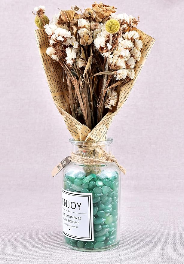 Polished Aventurine Crystal Chips 200 Pcs - 0.3" 10 oz Tumbled Stone Chips Crushed Sea Glass Stones Healing Reiki Crystal Jewelry Making Home Decoration