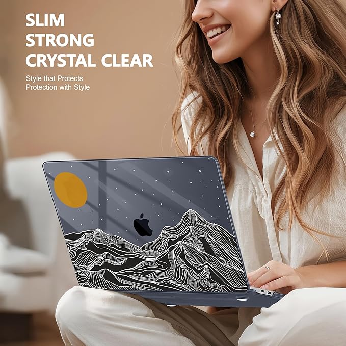 Case for MacBook Pro 13 inch with/Without Touch Bar (2016-2022, M2 A2338 M1 A2289 A2251 A2159 A1989 A1706 A1708), Hard Shell + Keyboard Cover + Dust Plug, Mountain
