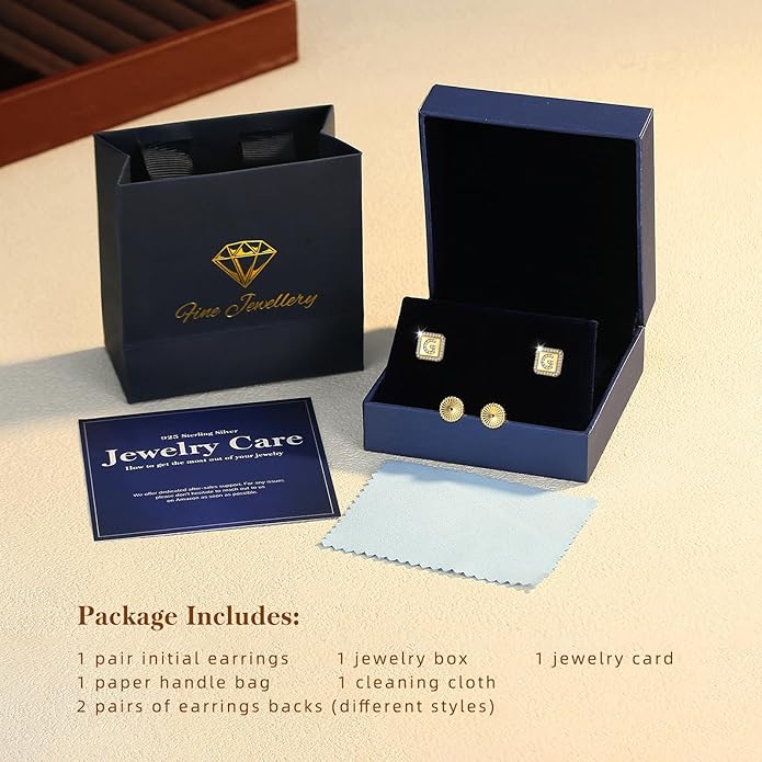 Gold Earrings for Women 24K Gold Filled Initial Earrings for Women S925 Earrings Gifts for Her
