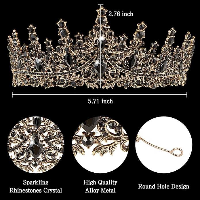 Gold Crown for Women Crystal Princess Tiaras Rhinestone Queen Headband Wedding Bridal Hair Accessories Birthday Prom Pageant Party Coming of Age Ceremony Photo Props