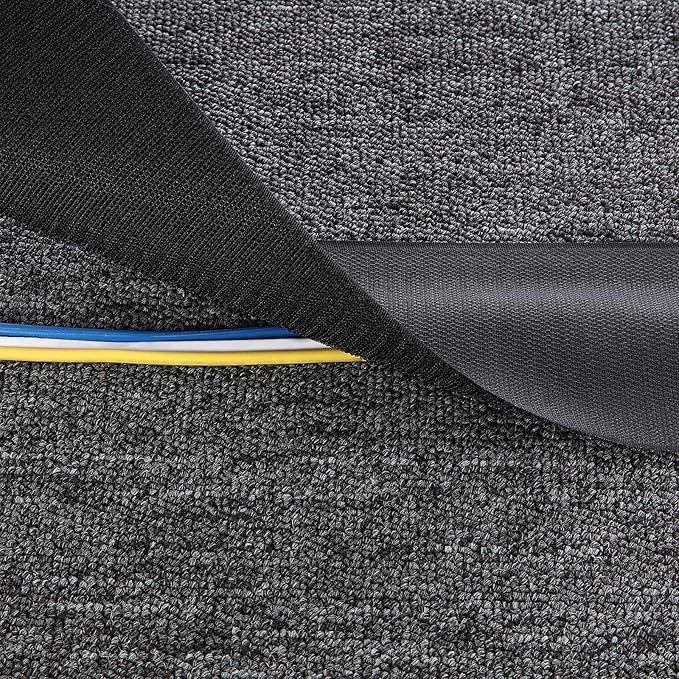 Cable Floor Strip Cord Cover Grip Floor Cable Protector Carpet Cable Management, Keep Cables Organized, Protect Cords and Prevent a Trip Hazard, 3 Inch x 10 Feet (60 Feet, Black)